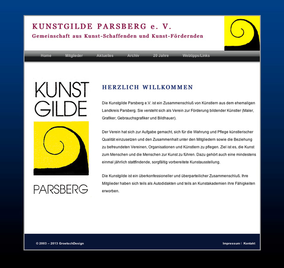 Webdesign für  die Kunstgilde Parsberg